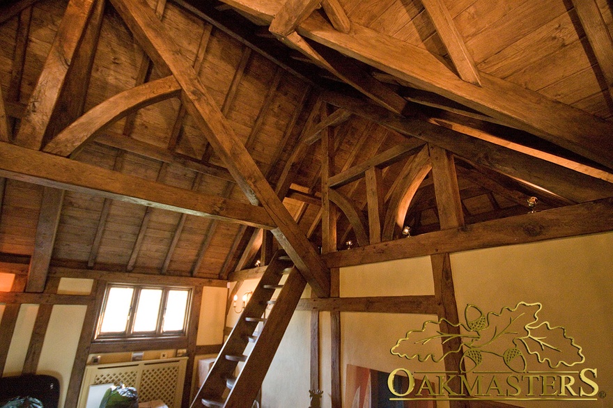 simple oak ladder gives access to this beautiful oak loft