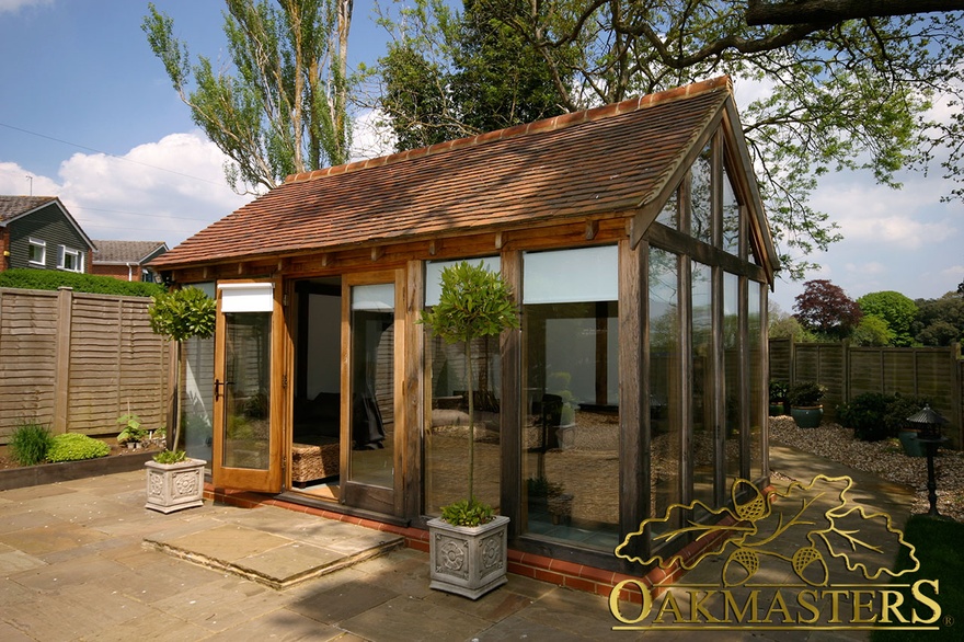 Small oak frame glazed garden room