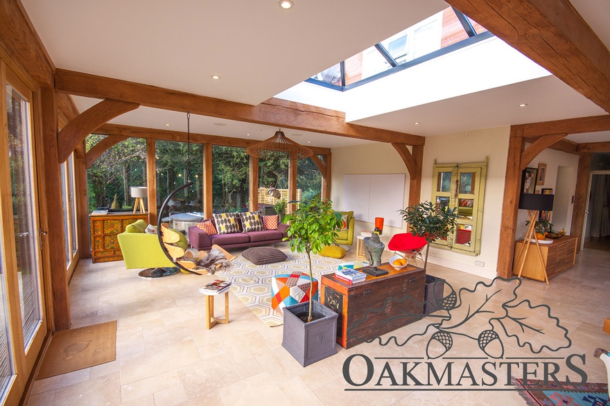 A second roof lantern floods light into the living area of this extension