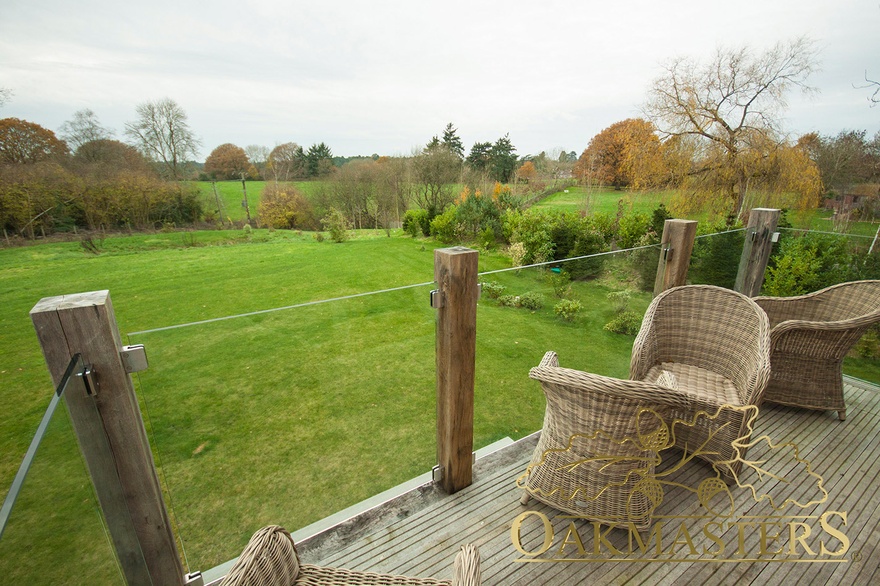 View out of the oak framed and glazed balcony