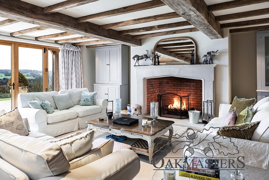 Sitting room with oak beam layout