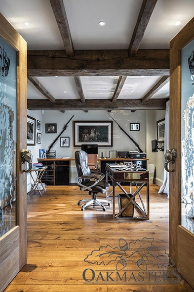 Beautiful oak beam ceiling layout in the office