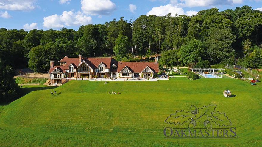 Traditionally built house with Tudor style exterior oak cladding