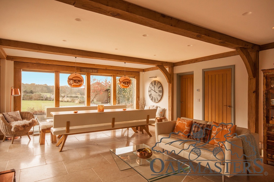 View from the entrance into the open plan living space 