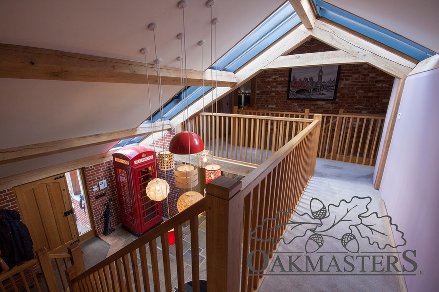 Open landing with exposed oak beams