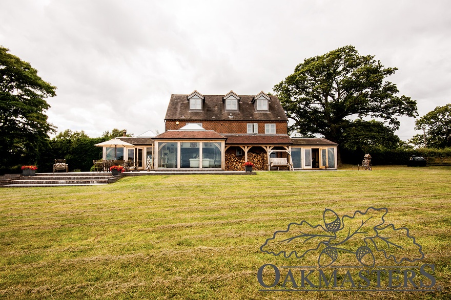 Three oak framed extensions considerably increase the living space in this family home