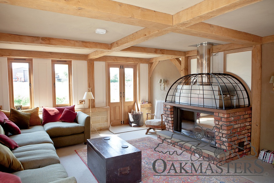 The ceiling layout in the living room is lighter for a more contemporary feel