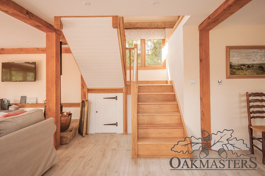 Lovely stairwell opens into the open plan living area downstairs.