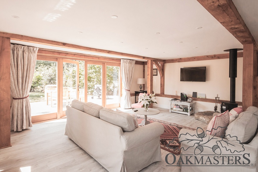Proof that an oak framed sitting room can be bright and flooded with natural light.