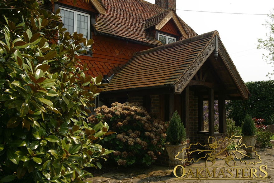 Large open oak porch built on listed building