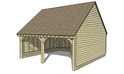 full size oak garage 2 bays