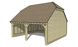 2 bay standard oak garage barn hip