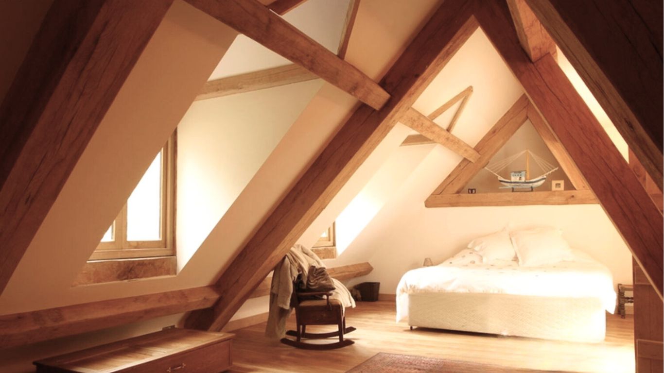 Oak roof trusses in loft conversion