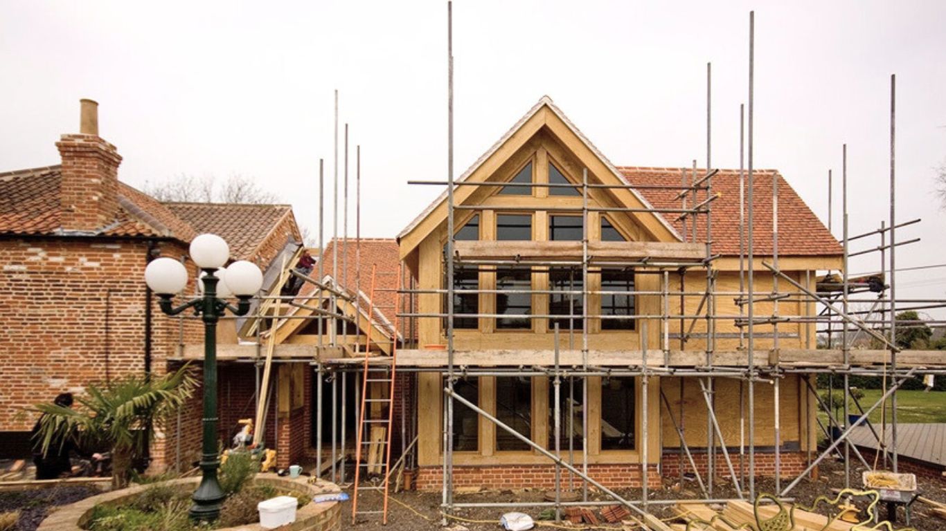 Oak framed extensions: Quick construction for time efficient builds.