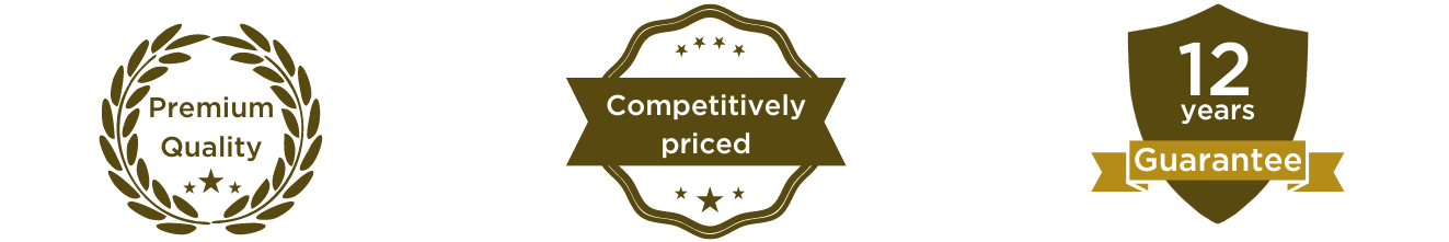 Oakmasters Premium Quality, Competitively Priced and 12 years guarantee Oakmasters Premium Quality, Competitively Priced and 12 years guarantee badge
